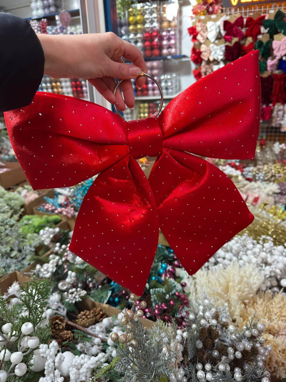 Великий бант в стразах 34 см , червоний 1 шт, фото 1