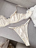 Комплект спідньої білизни атласний з бантиком, фото 10