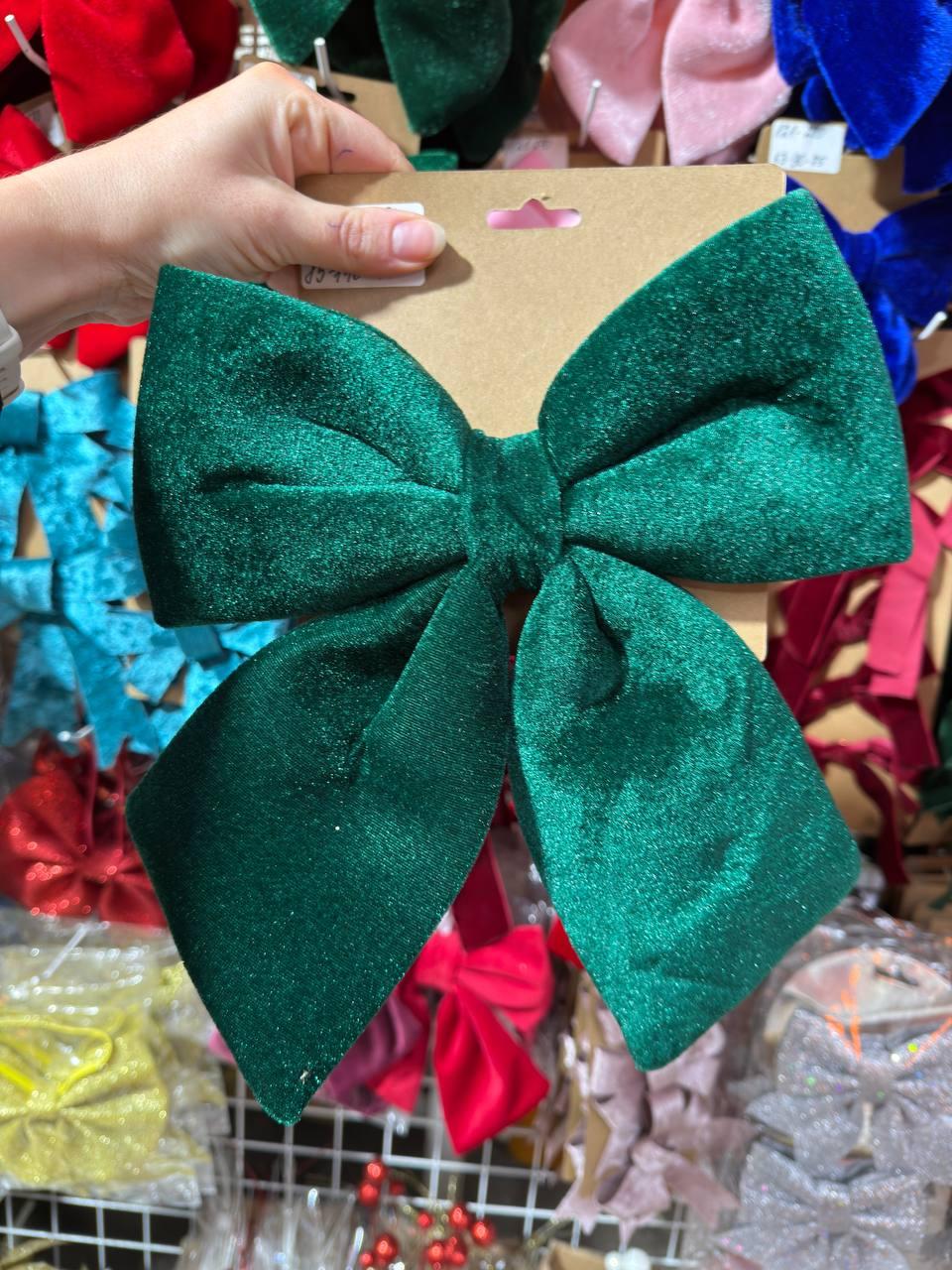Оксамитовий бант 22 , темно зелений 1 шт