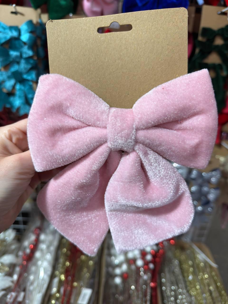 Оксамитовий бант 22 , рожевий 1 шт