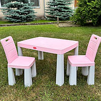 Дитячий столик і стільчик для занять та ігор Збірний пластиковий дитячий стіл рожевий із білим