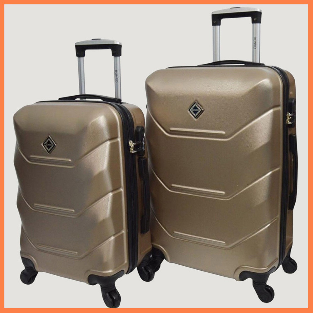 Набір валіз на колесах Bonro 2019 — 2 шт (M + L) середня і велика дорожні пластикові шампань з кодовим замком і висувною ручкою