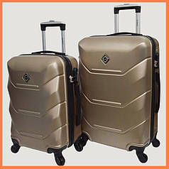 Набір валіз на колесах Bonro 2019 — 2 шт (M + L) середня і велика дорожні пластикові шампань з кодовим замком і висувною ручкою