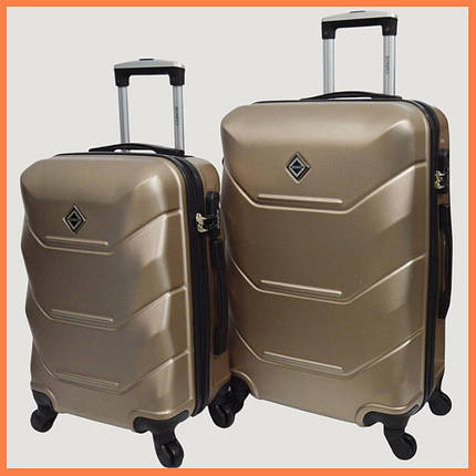 Набір валіз на колесах Bonro 2019 — 2 шт (M + L) середня і велика дорожні пластикові шампань з кодовим замком і висувною ручкою, фото 1