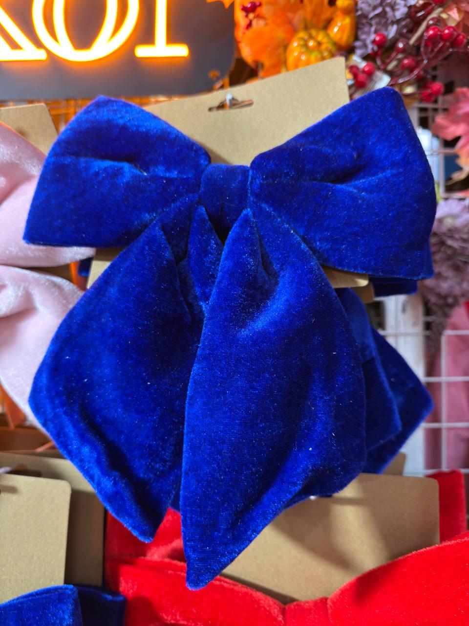 Оксамитовий бант 22 , синій 1 шт