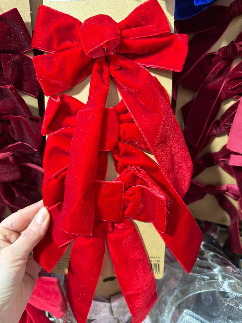 Набір оксамитових бантів 16*24, червоний 3 шт