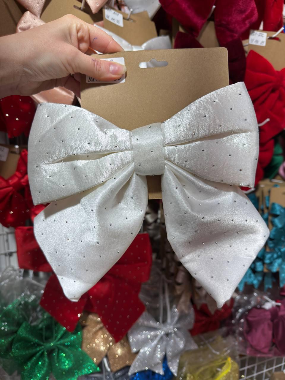 Великий бант в стразах 22 см , молочний 1 шт