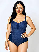 ОПТ Суцільний купальник для повних у горошок Z.Five 66075 синій на 50 52 54 56 58 розмір, фото 3