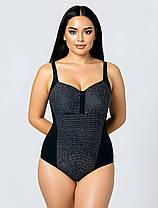 ОПТ Суцільний купальник для повних у горошок Z.Five 66075-1 чорний 50 52 54 56 58 розмір, фото 3