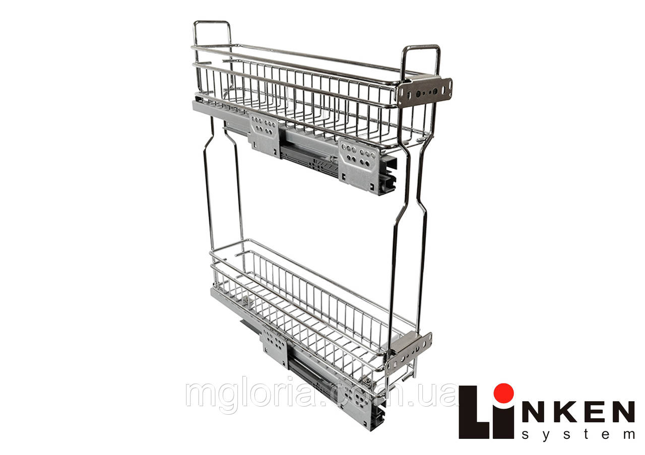 Карго 150 мм хром 2 полиці з боковим кріпленням Spark ліве