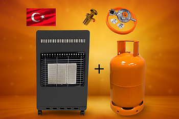 Обігрівач газовий FLATELLI 4,2 кВт + Балон 26,2л (редуктор,шланг і вентиль)  - Туреччина