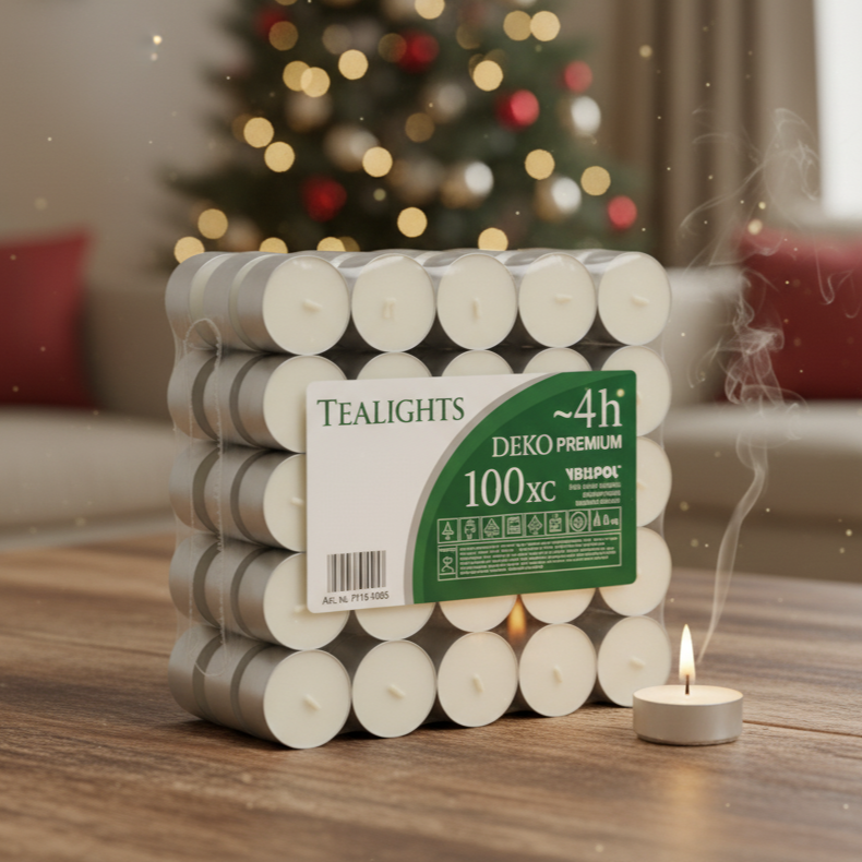 Свічка чайна плаваюча столова 4 години горіння, Bispol Premium (100 шт в уп), фото 1