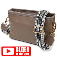 Очень удобная кожаная женская сумка на плечо из натуральной кожи флотар серая