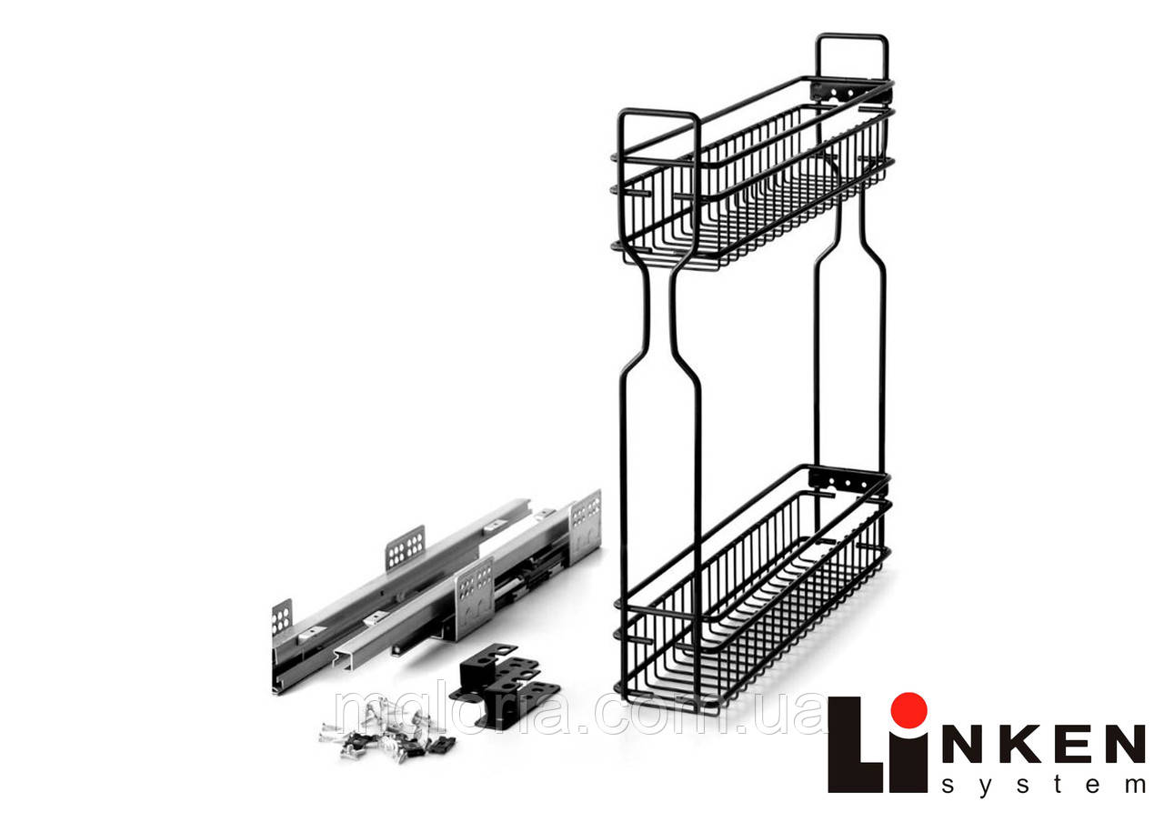 Карго 150 мм чорне 2 полиці з боковим кріпленням Spark праве