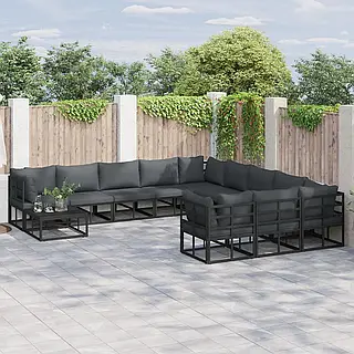 VidaXL Zestaw Sof Na Ogród 12 -Cz. Czarny 70x70x32cm Aluminium 3378923 (на📦Заказ)