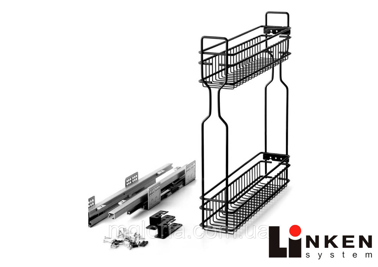 Карго 150 мм чорне 2 полиці з боковим кріпленням Spark ліве