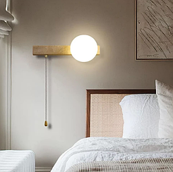 Бра праве з травертиновим корпусом та білим плафоном 30х18 см STW002/1 R (правий)