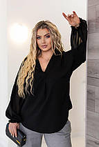 Жіноча чорна блуза з шифоновими рукавами великого розміру Розміри: 48-50, 52-54, 56-58, 60-62, фото 4
