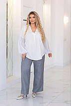 Жіноча біла блуза з шифоновими рукавами великого розміру  Розміри: 48-50, 52-54, 56-58, 60-62, фото 2