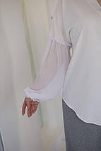 Жіноча біла блуза з шифоновими рукавами великого розміру  Розміри: 48-50, 52-54, 56-58, 60-62, фото 3