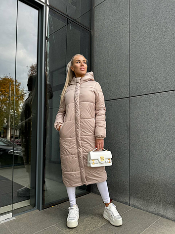 Пуховик жіночий зимовий подовжений | 42-46, 48-50 розмір, фото 1