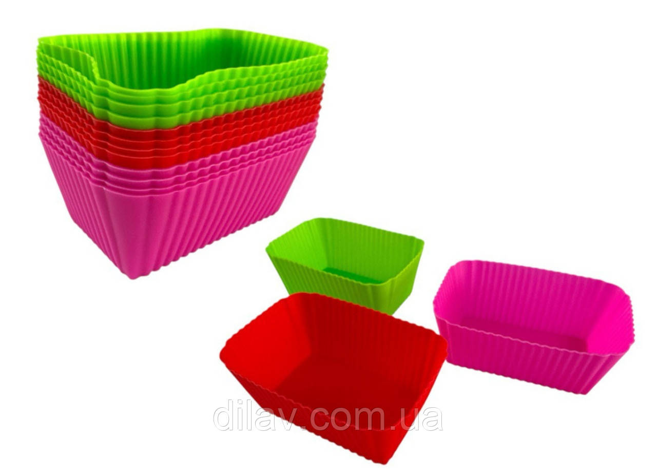 Форма для випікання силіконова, 12штук. 5*7.5*3, фото 1