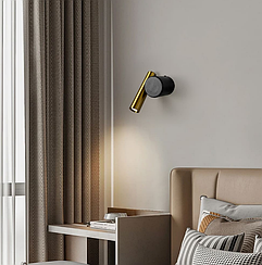 Бра зі спотом у чорно-латунному корпусі 14х9 см B326/1 BK+AB