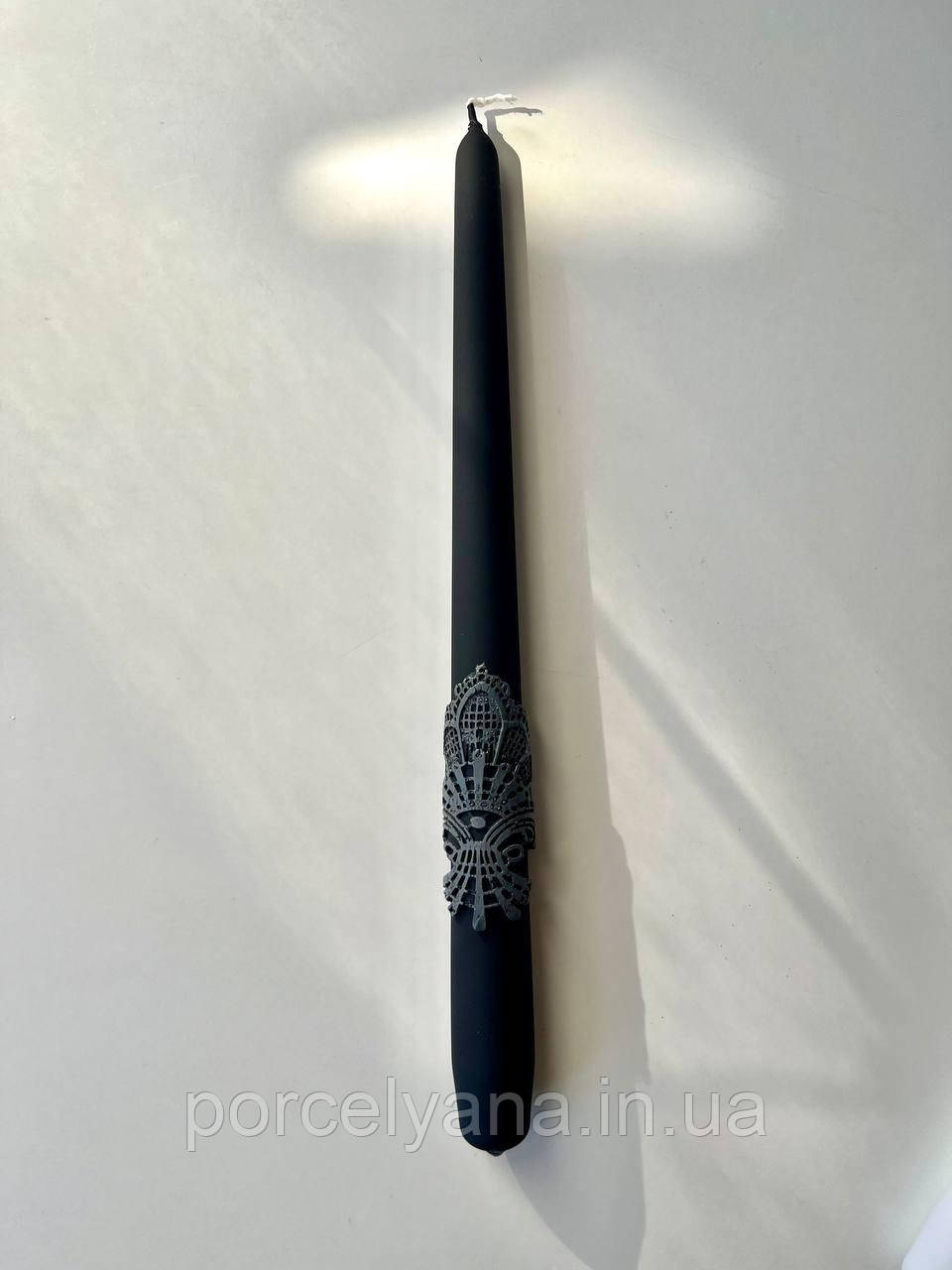 Свічка столова довга Корона 30 см Adpal Чорна, фото 1