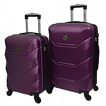 Набір валіз на колесах Bonro 2019 — 2 шт (M + L) середня і велика дорожні пластикові бузкові з кодовим замком і висувною ручкою, фото 3