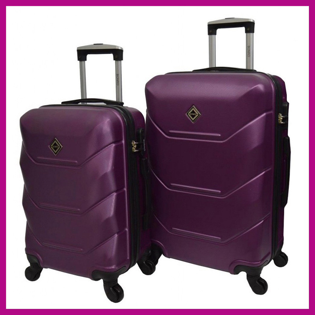 Набір валіз на колесах Bonro 2019 — 2 шт (M + L) середня і велика дорожні пластикові бузкові з кодовим замком і висувною ручкою