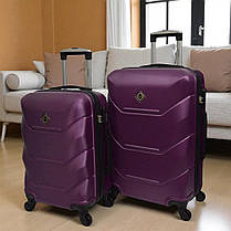 Набір валіз на колесах Bonro 2019 — 2 шт (M + L) середня і велика дорожні пластикові бузкові з кодовим замком і висувною ручкою, фото 2