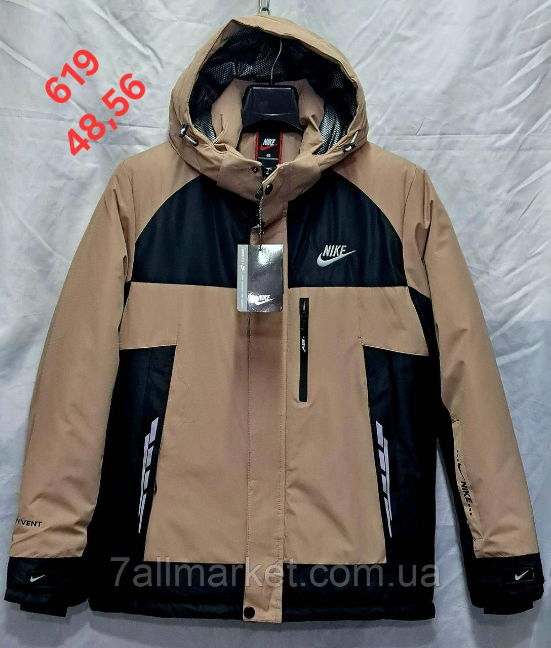 Куртка чоловіча зимова з капюшоном Найк розміри 48-56 (4кв) "PALMIRA" купити недорого від прямого постачальника