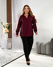 Жіноча блуза бордова великого розміру Розміри: 50.52.54.56., фото 4