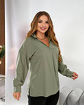 Жіноча блуза хакі великого розміру Розміри: 50.52.54.56., фото 4