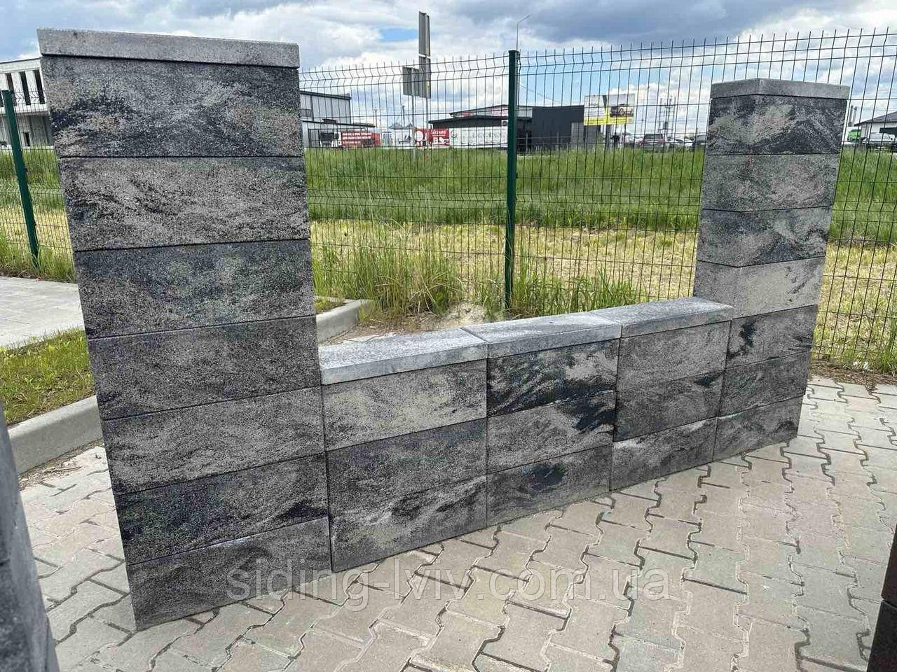 Блоки бетонні для паркану Онікс, фото 1