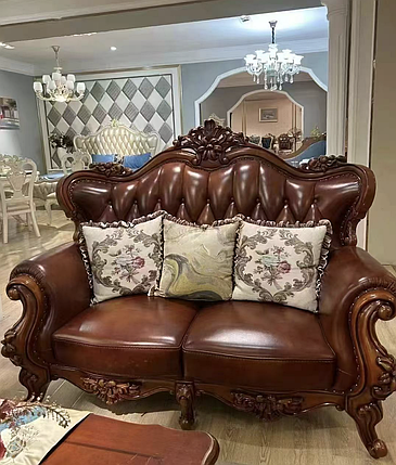 Диван шкіряний бароко дерево Афіна, фото 3