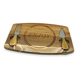 Дошка для сиру з ножами 28х17 см "Enjoy", сирна дошка, дошка для закусок