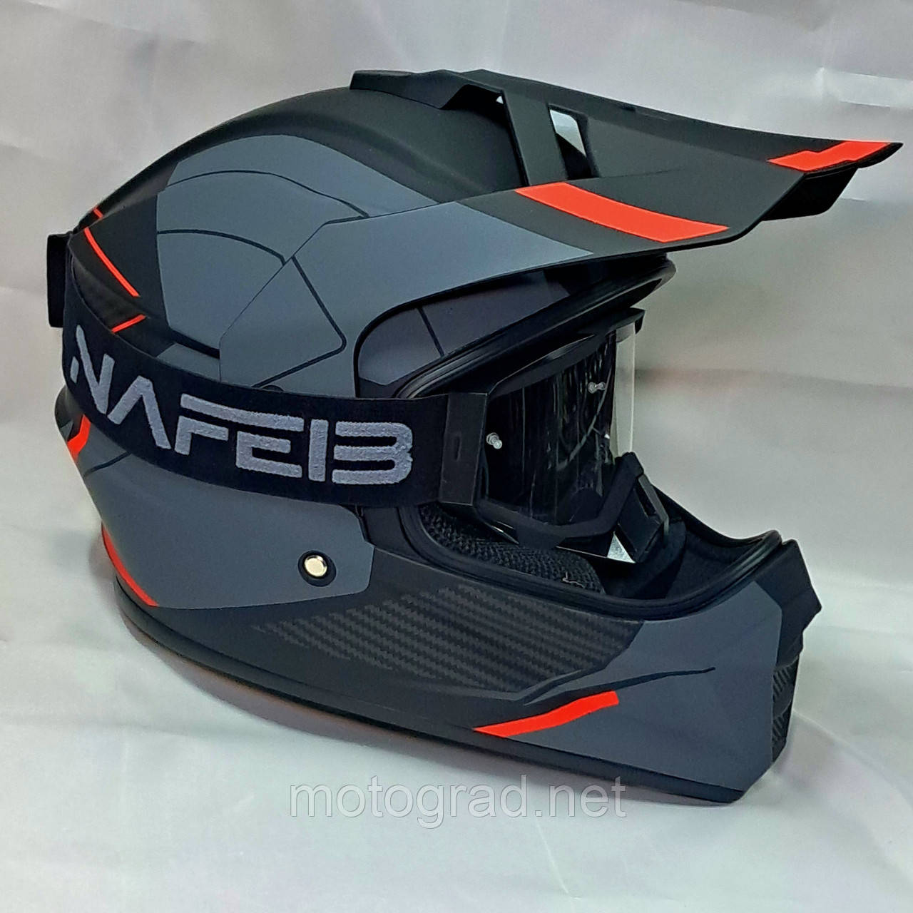 Кроссовий мото шлем Nafeibi grey с очами XL, фото 1