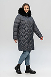 Жіночий стильне пальто Li-07 графит песец, фото 3