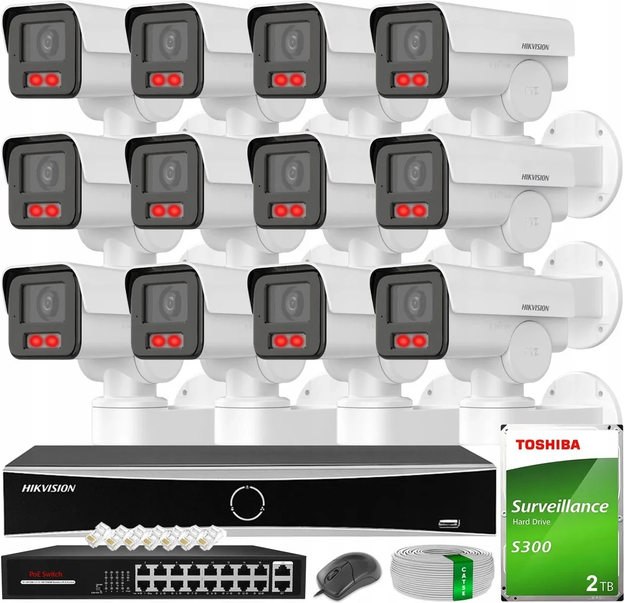 Hikvision Моніторинг 12 Kamer Ip 4Mpx Smart Hybrid Light Zewnętrzny Hdd 2Tb, фото 1