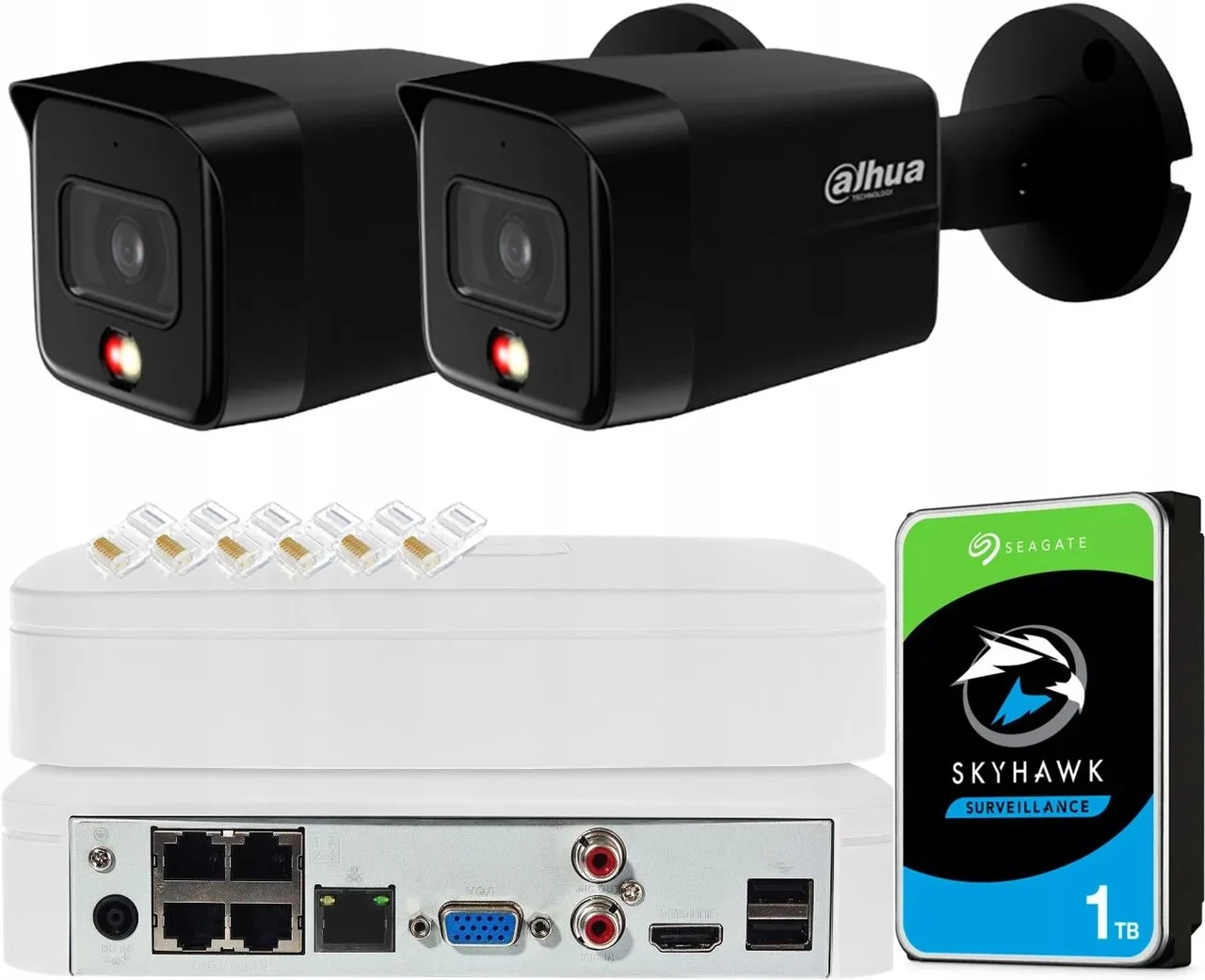 Камера відеоспостереження Dahua Zestaw Monitoringu 8Mpx 2 Камери Ipc-Hfw1839Tc-Black Smart Dual Light, фото 1