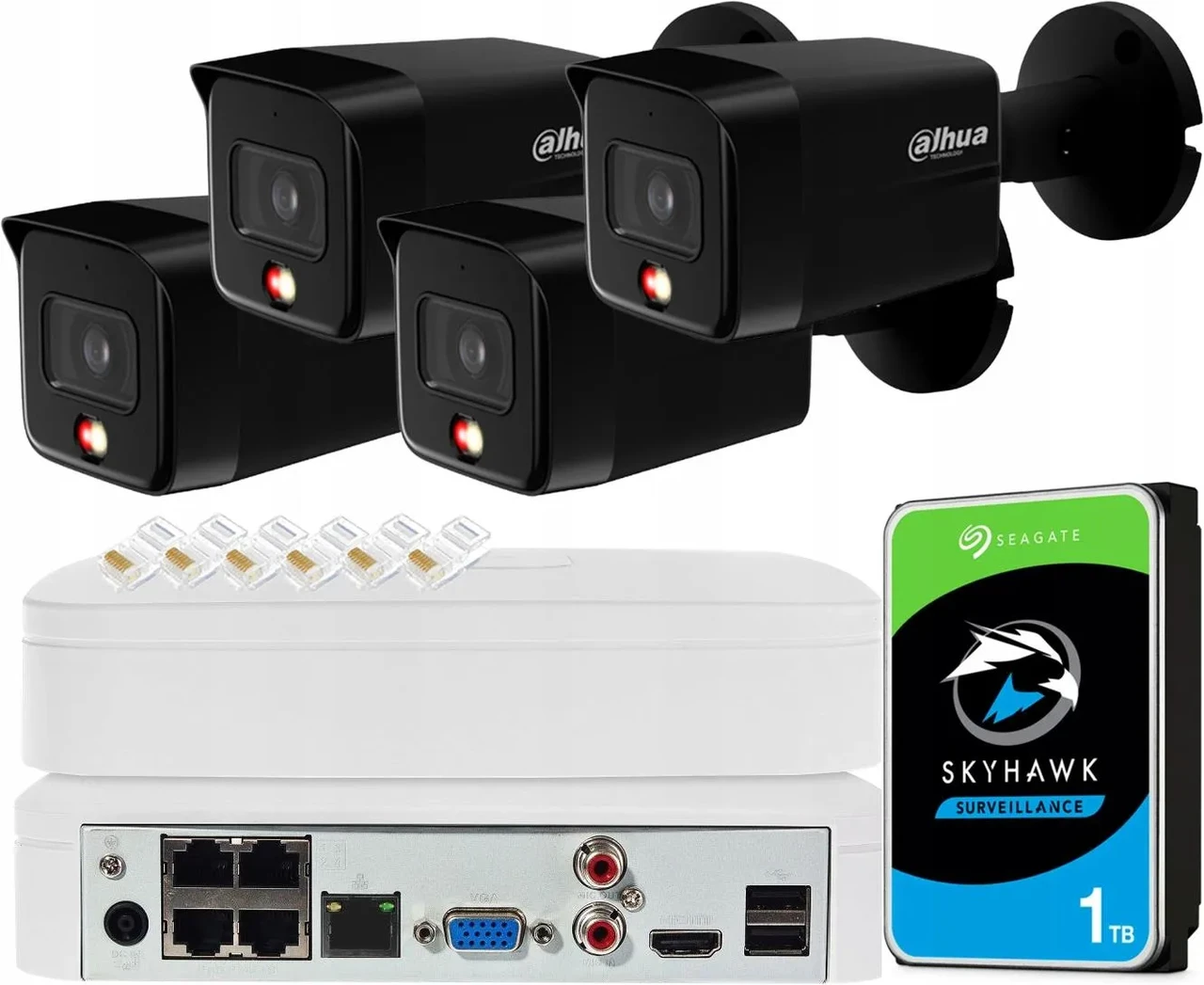 Камера відеоспостереження Dahua Zestaw Monitoringu 8Mpx 4 Камери Ipc-Hfw1839Tc-Black Smart Dual Light, фото 1