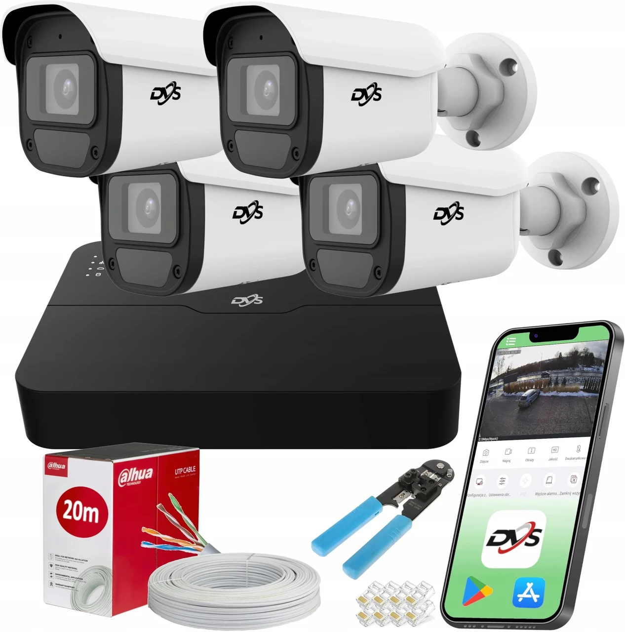 Dvs Набір для відеоспостереження Domu 5Mpx Ip Poe 4 Камери Зовнішні Detekcja, фото 1