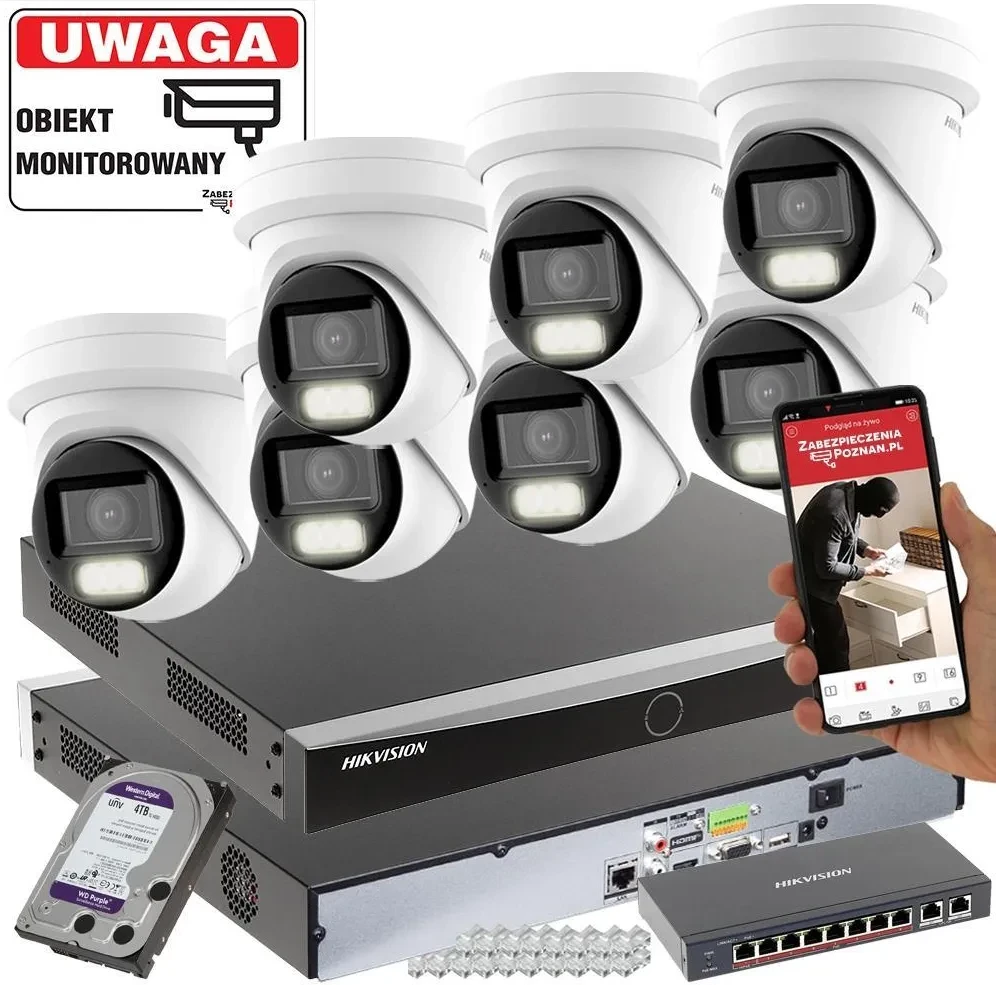 Моніторинг na 7 kamer Hikvision DS-2CD2H43G2-LIZS2U(2.8-12mm) 4MPX MotoZoom Smart Hybrid Light Acusense Obraz 2K, Regulowany, фото 1