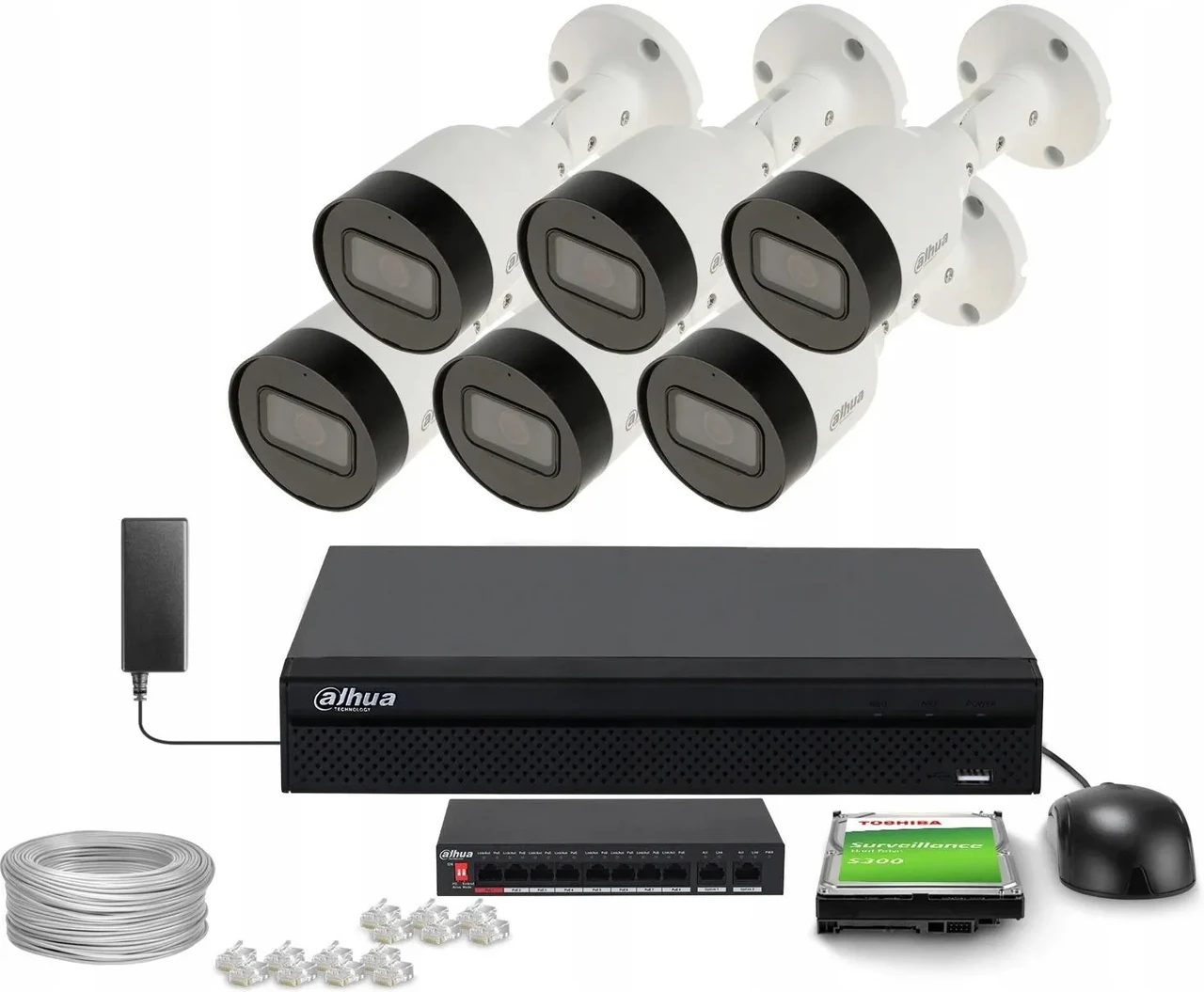 Камера відеоспостереження Dahua Zestaw Monitoringu Дім Ip 6X Ipc-Hfw1530Sp-0280B-S6 5Mpx Мікрофон, фото 1