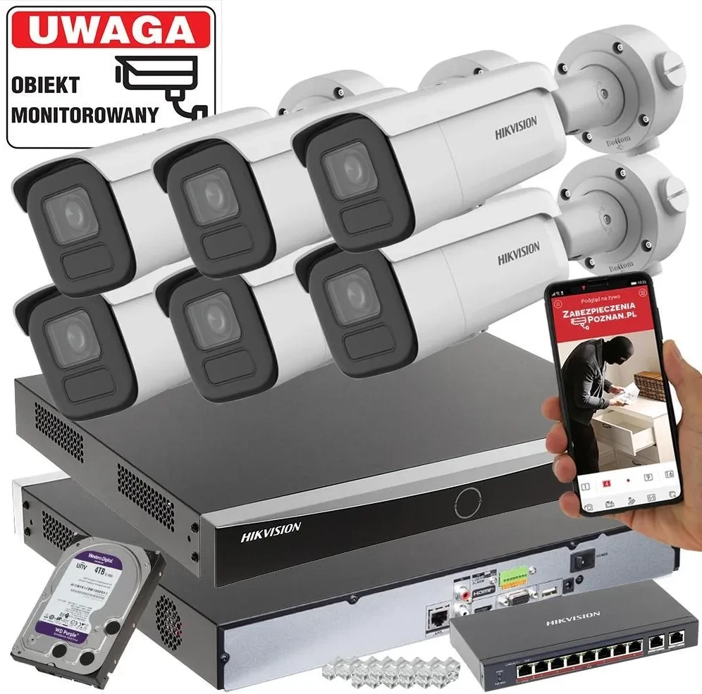 Камера відеоспостереження Mocny Моніторинг nocny 6 kamer DS-2CD2666G2HT-IZS(2.8-12mm)(eF) MotoZoom Acusense DarkFighter IR60 IK10, фото 1