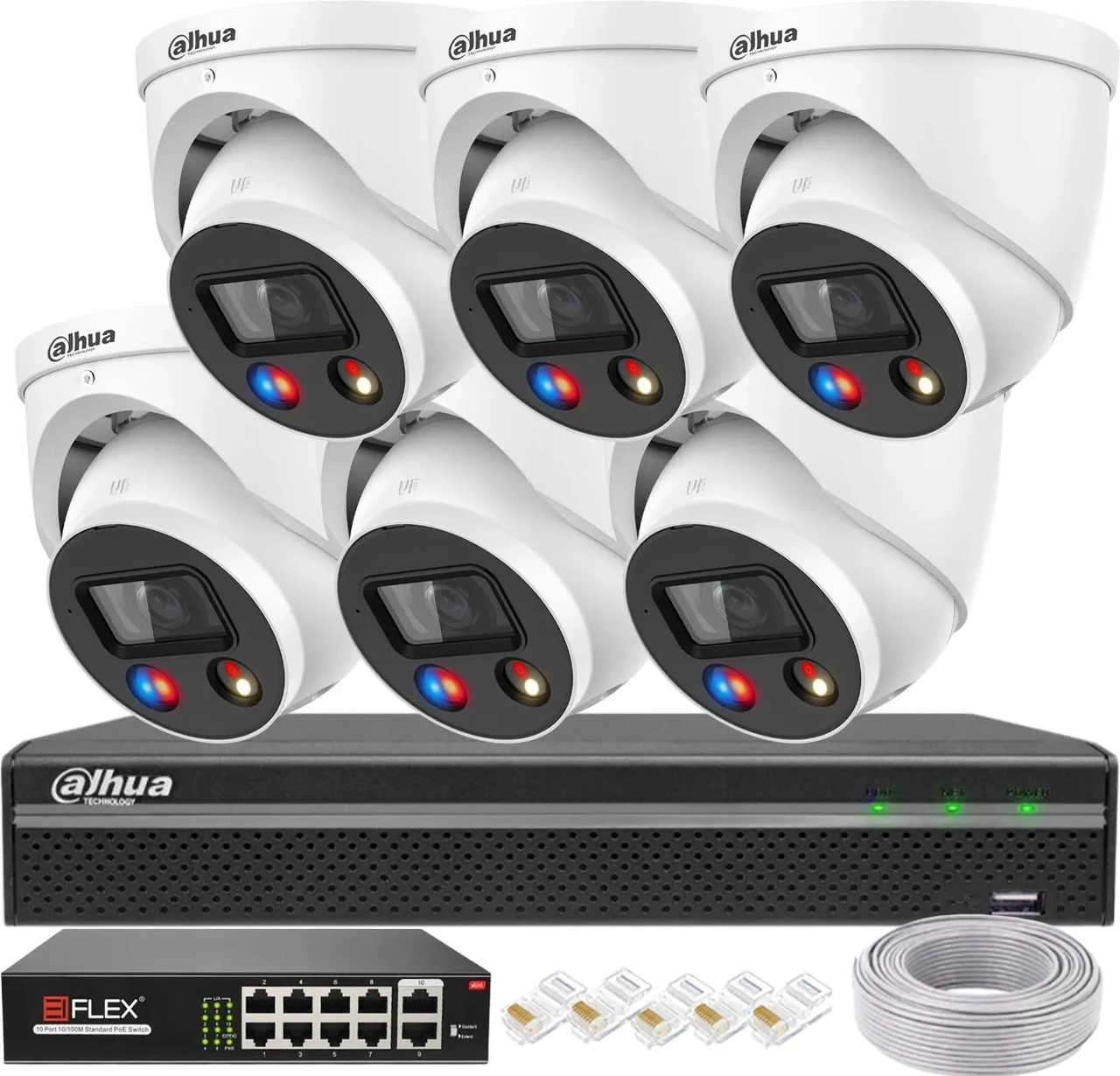 Камера відеоспостереження Dahua Zestaw Monitoringu 6X IP-5Mpx Ipc-Hdw3549H-As-Pv-S5 Tioc Poe, фото 1