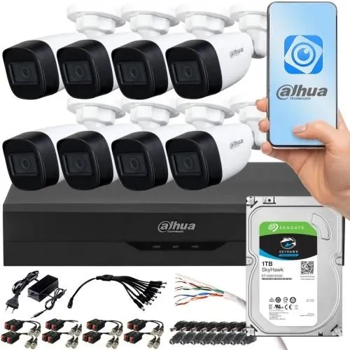 Камера відеоспостереження Zestaw Monitoringu Dahua Xvr 1Tb 8 Kamer Tubowych 5Mpx 2.8Mm (40806811), фото 1