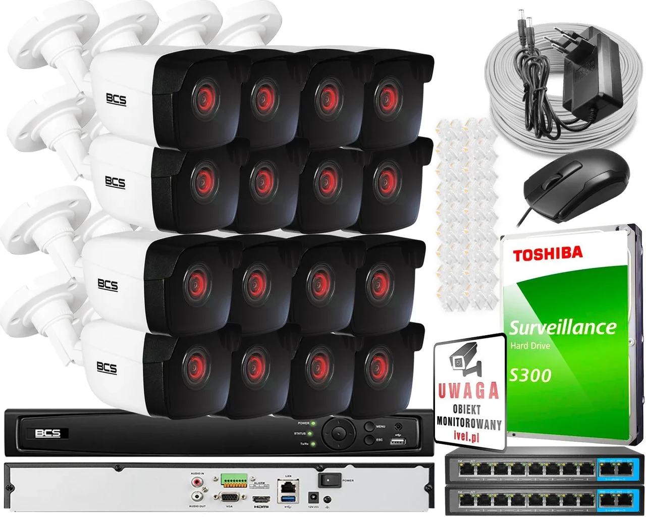 Камера відеоспостереження Oferta Monitoringu 16X 5 Mpx Bcs-V-Tip15Fwr3 Ir 30M Funkcje Inteligentne, фото 1