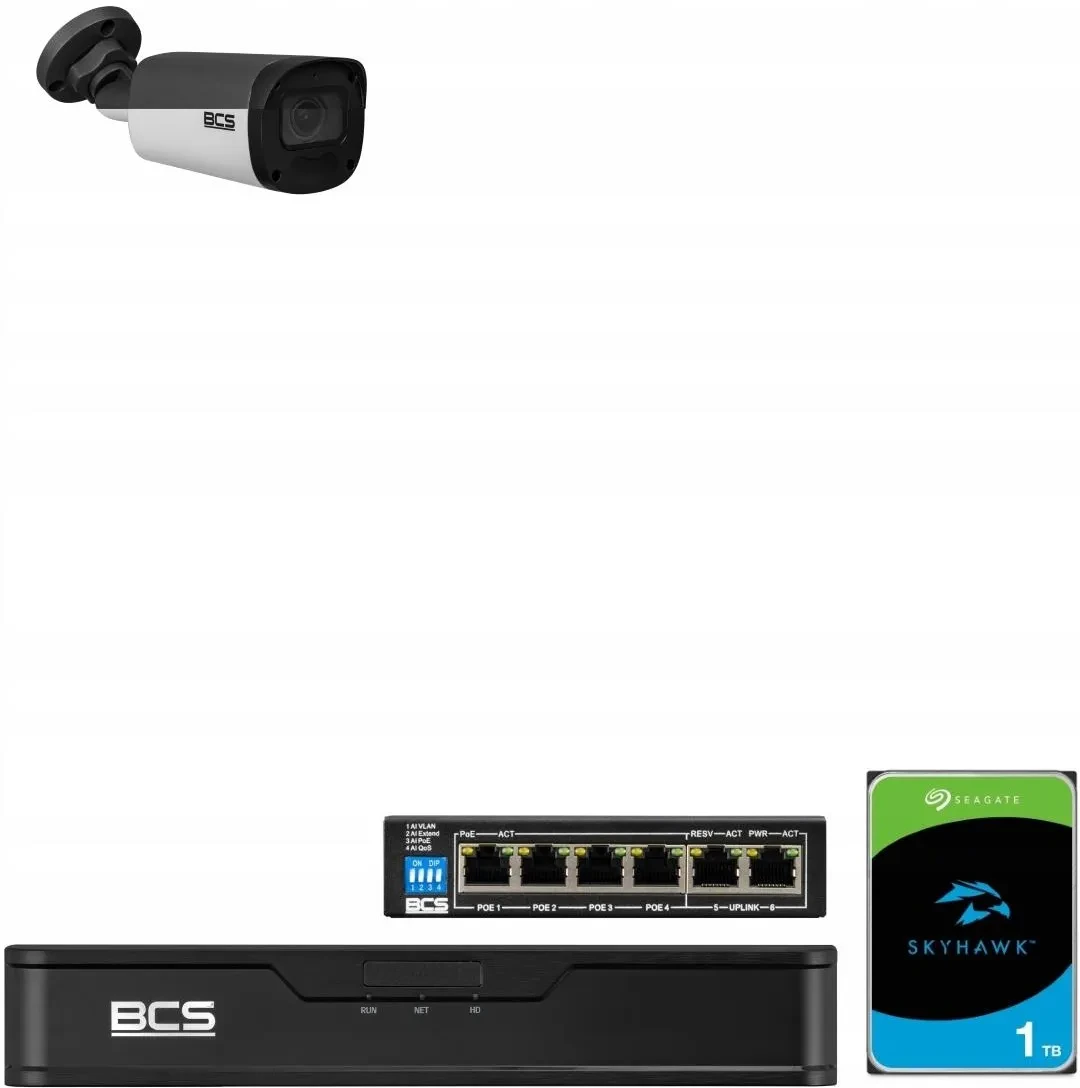 Bcs Набір для відеоспостереження Ip 1 Kamer Bcs-P-Tip44Vsr5 4Mpx, фото 1